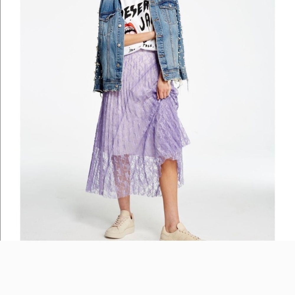 Sandro Asymmetrical Lavender Lace Skirt